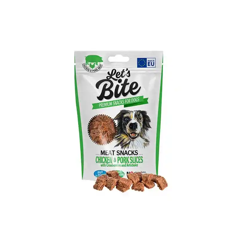  Snack Perro Brit Let's Bite Meat Chicken And Pork Slices 80Gr 