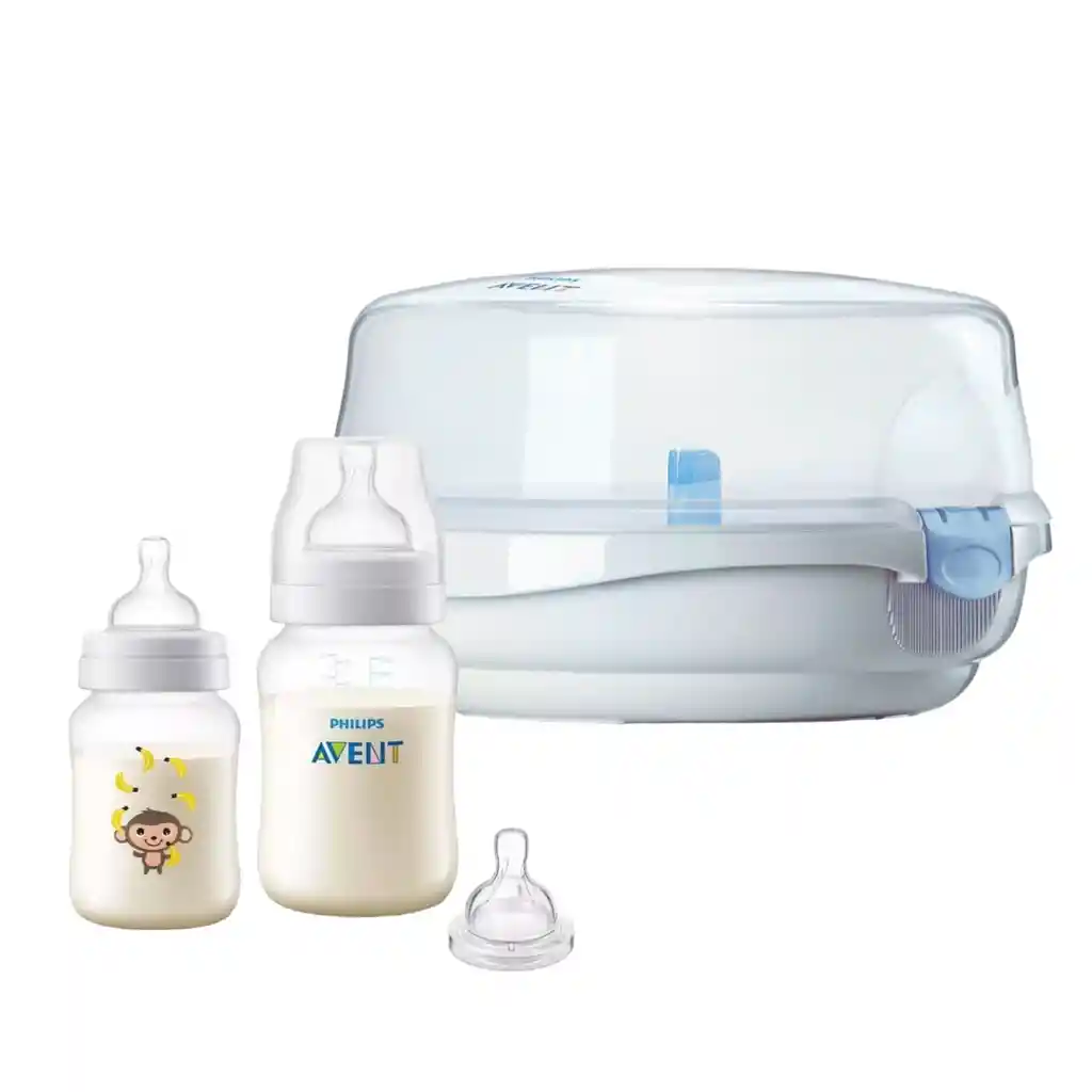 Esterilizador A Microondas Avent Set Mamaderas Anti-colic