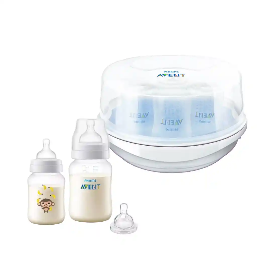 Esterilizador A Microondas Avent Set Mamaderas Anti-colic