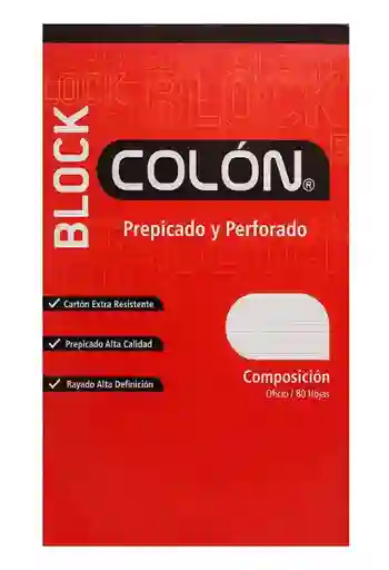 Colon Block Prepicado Oficio Blanco