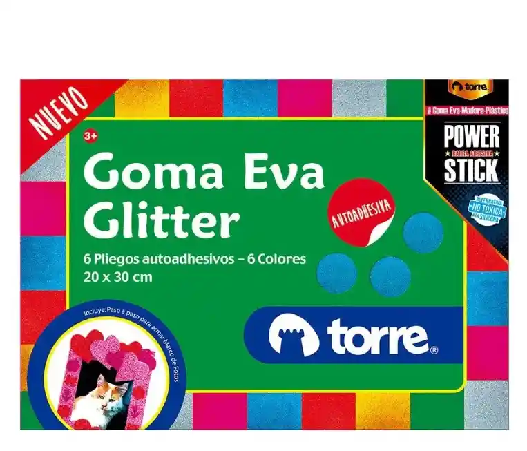 Torre Estuche Goma Eva Glitter Adhesiva