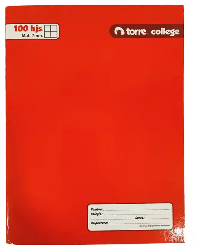 Torre Cuaderno College 100 Hojas Mat 7mm Liso Surtido