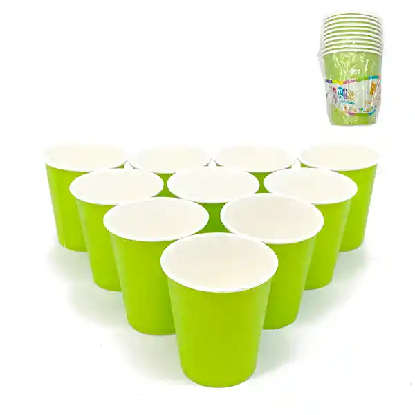 Vaso Polipapel Verde Lima 10 Unidades