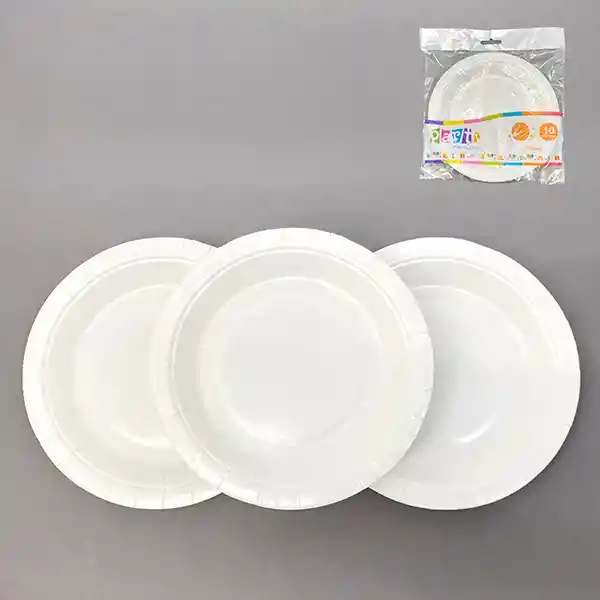 Plato Carton 18 Cm Blanco 10 Unidades