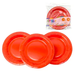 Plato Carton 18 Cm Rojo 10 Unidades