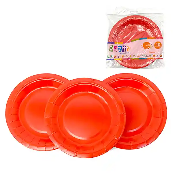 Plato Carton 18 Cm Rojo 10 Unidades