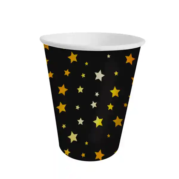 Vaso Polipapel Estrella Negro 10 Unidades