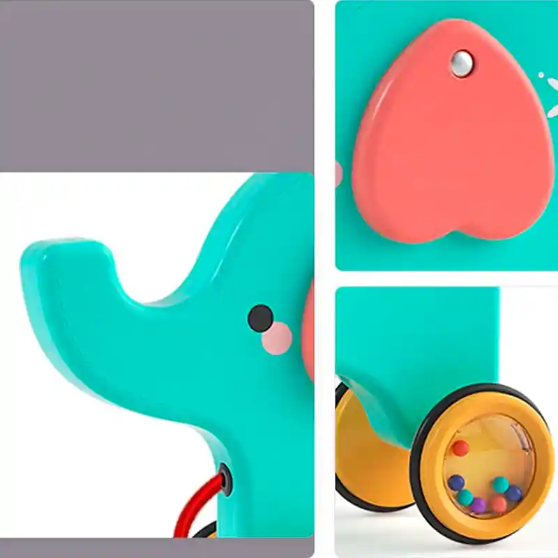 Juguete Didactico Elefante De Arrastre Set 2 En 1 Para Bebes Niños