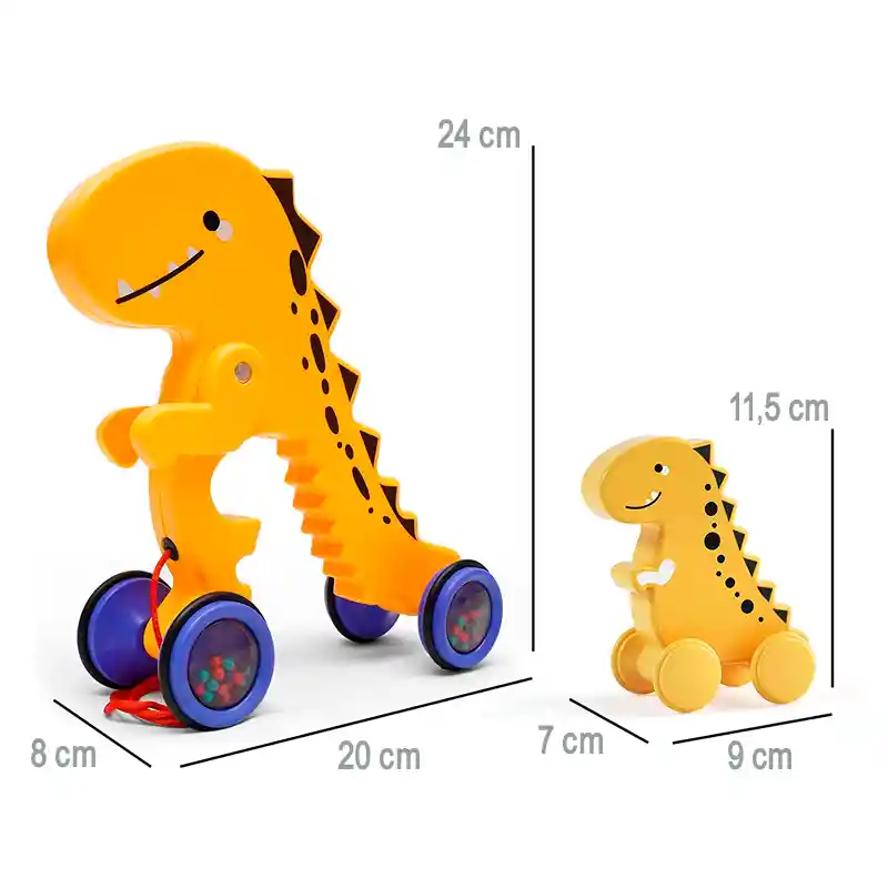 Juguete Didactico Dinosaurio De Arrastre Set 2 En 1 Para Bebes Niños