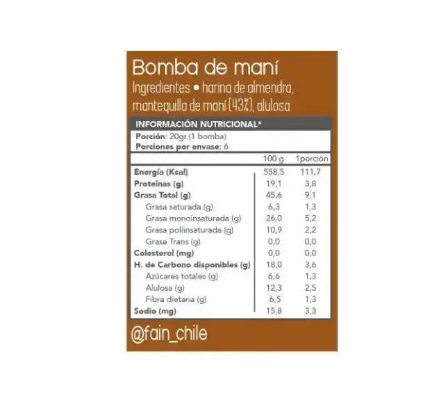 Fain · Bombas De Mani Keto (sin Gluten, Vegano) 120g