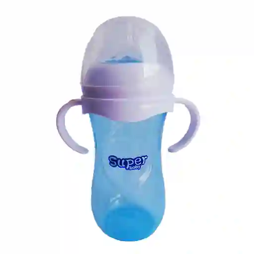 Mamadera Biberon Tetero Con Manilla Super Baby 330 Ml Bebe (celeste)