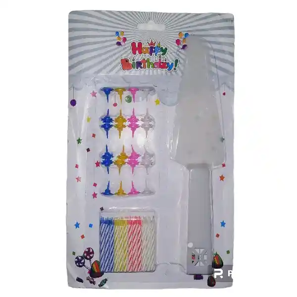 Velas De Cumpleaños Multicolor Con Espatula 24 Pcs