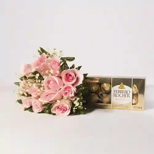 Romo Premium De 15 Rosas Rosadas