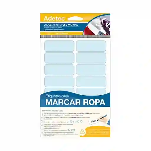Etiqueta Marca Ropa Color Adetec - 63x25 Mm