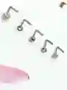 Set 5 Piercing Acero Quirúrgico Nariz Nostril Tipo L Plateado