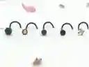 Set 5 Piercing Acero Quirúrgic Tipo S Nariz Nostril Negro