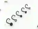 Set 5 Piercing Acero Quirúrgic Tipo S Nariz Nostril Negro