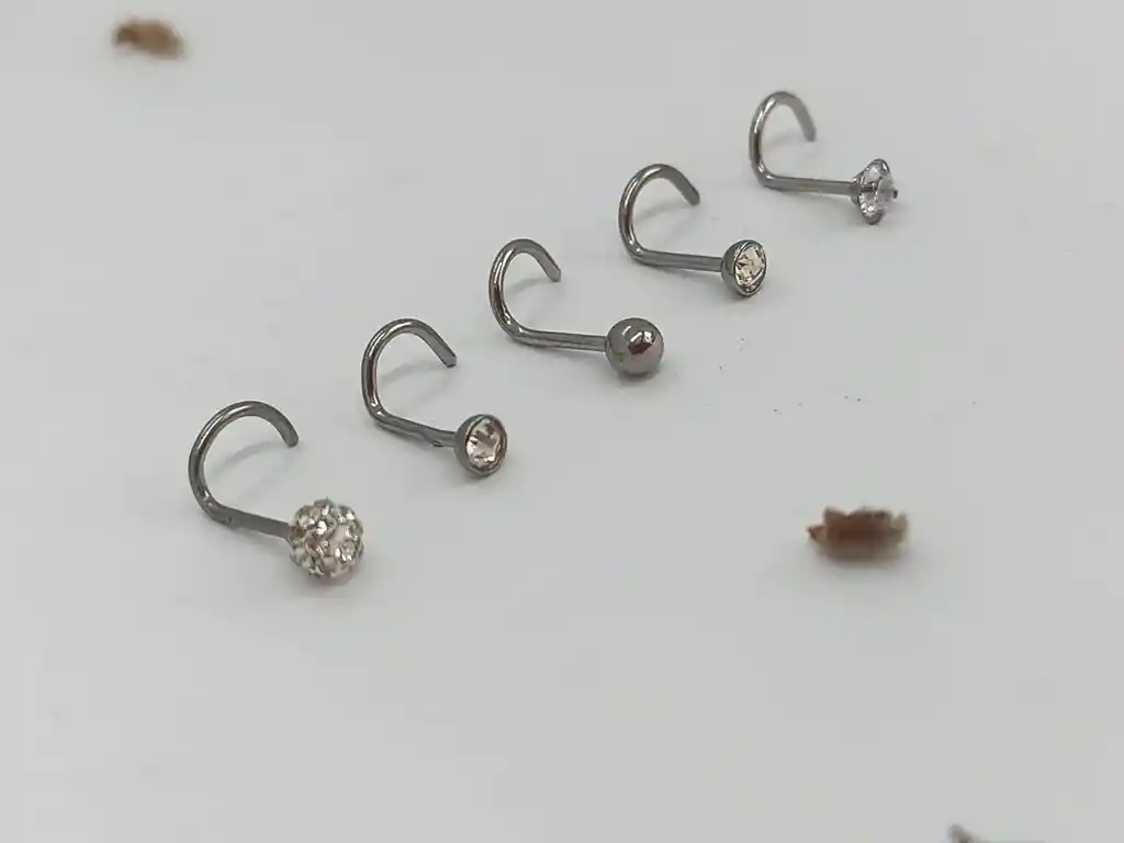 Set 5 Piercing Acero Quirúrgic Tipo S Nariz Nostril Plateado