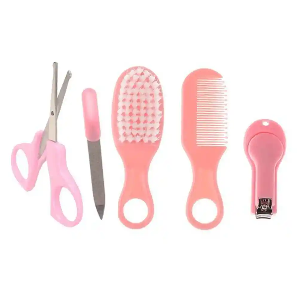 Set Manicure Cuidados Bebe 5 En 1 Cortauñas Peine Cepillo (rosa)