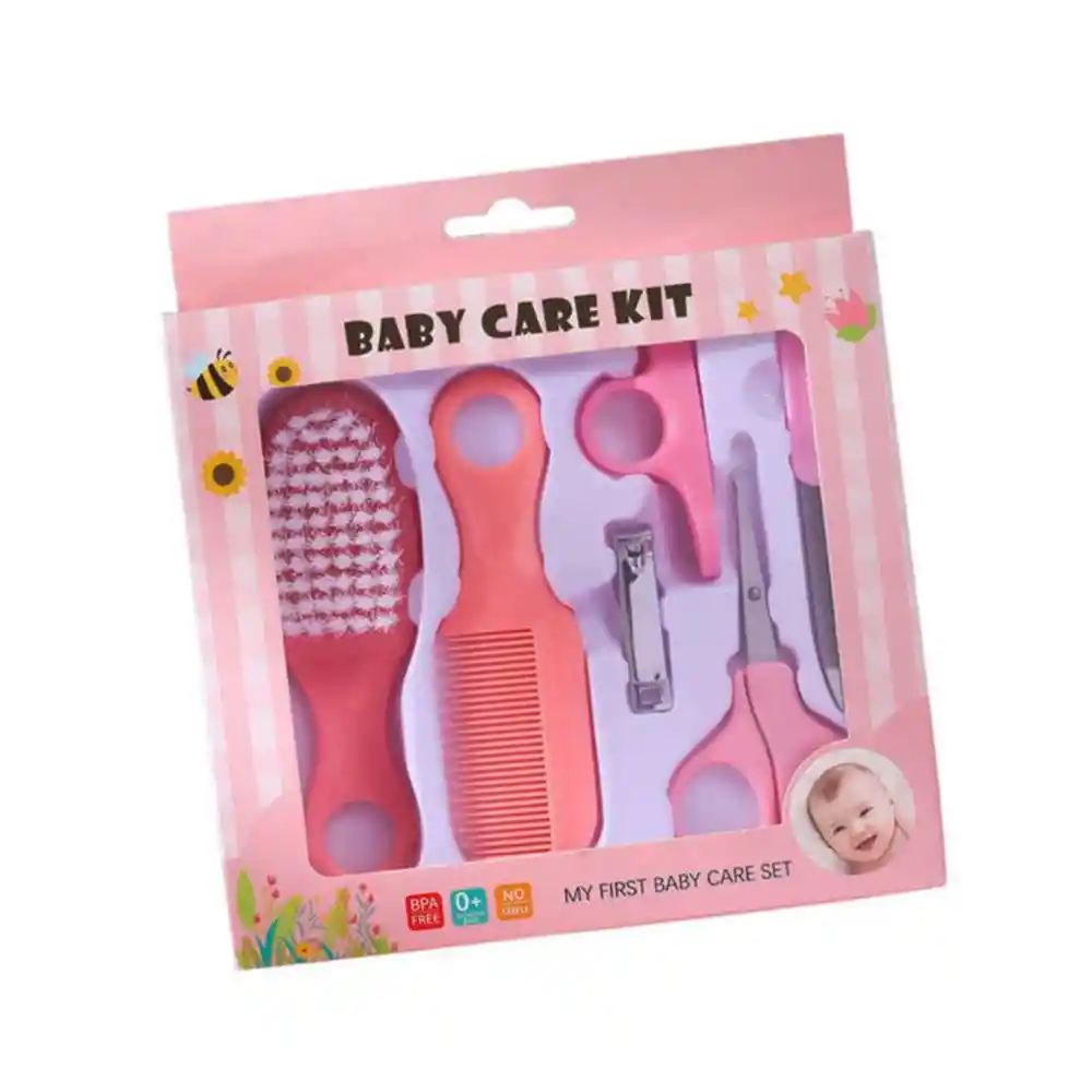 Set Manicure Cuidados Bebe 5 En 1 Cortauñas Peine Cepillo (rosa)