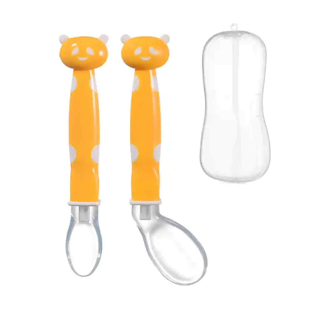 Pack 2 Cucharas De Silicona Suave Para Bebés Alimentos Libre De Bpa