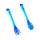 Set De Utensilios De Comer Tenedor Cuchara Para Bebes (celeste)