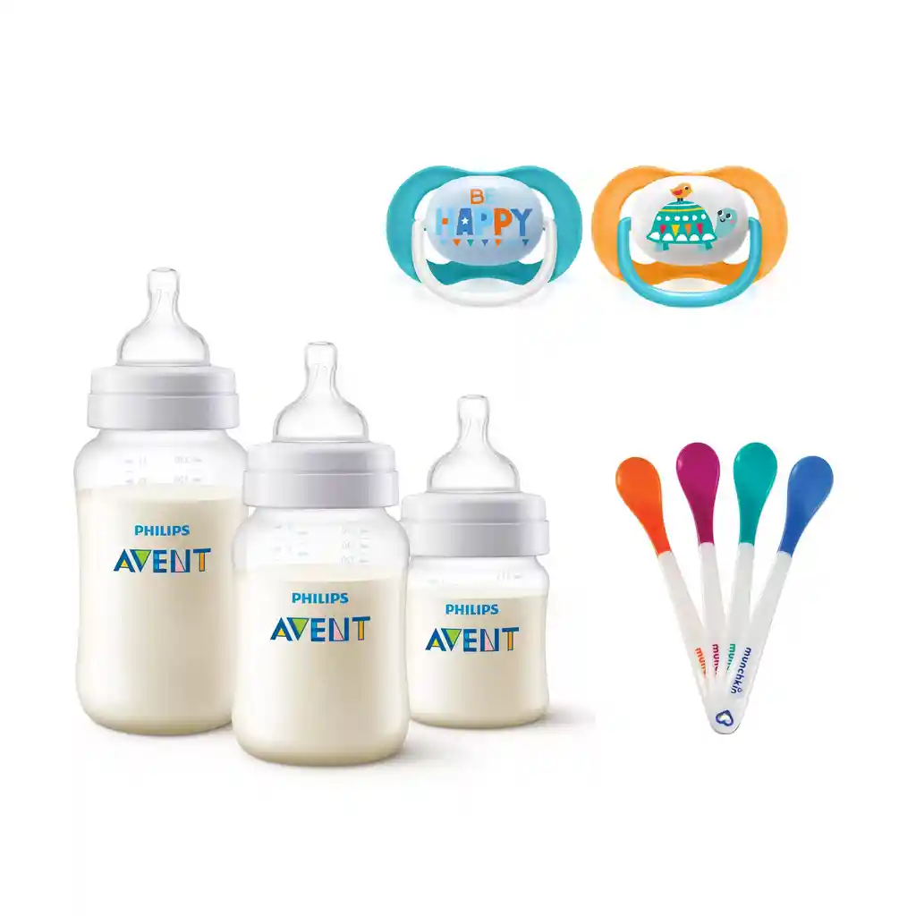 Set Padres Primerizos 9pzs Mamaderas Anti-colic Chupetes 6-18m Tortuga