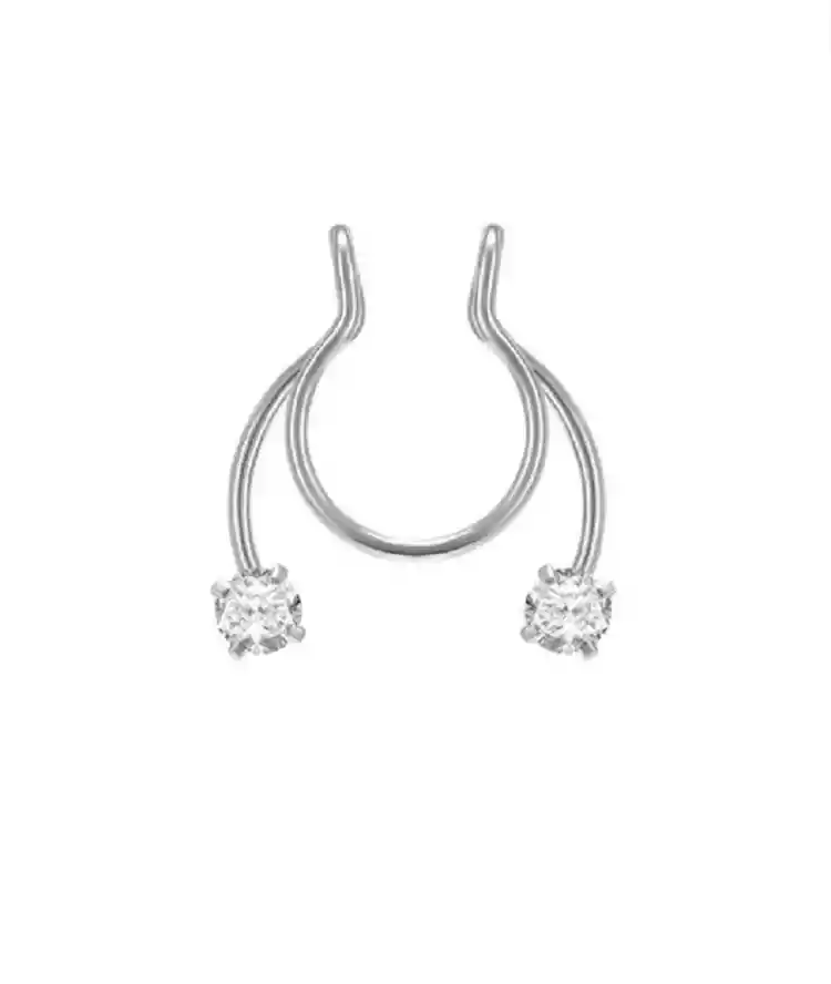 Piercing Zirconia Blanca Sin Hoyos Sin Perforación Septum