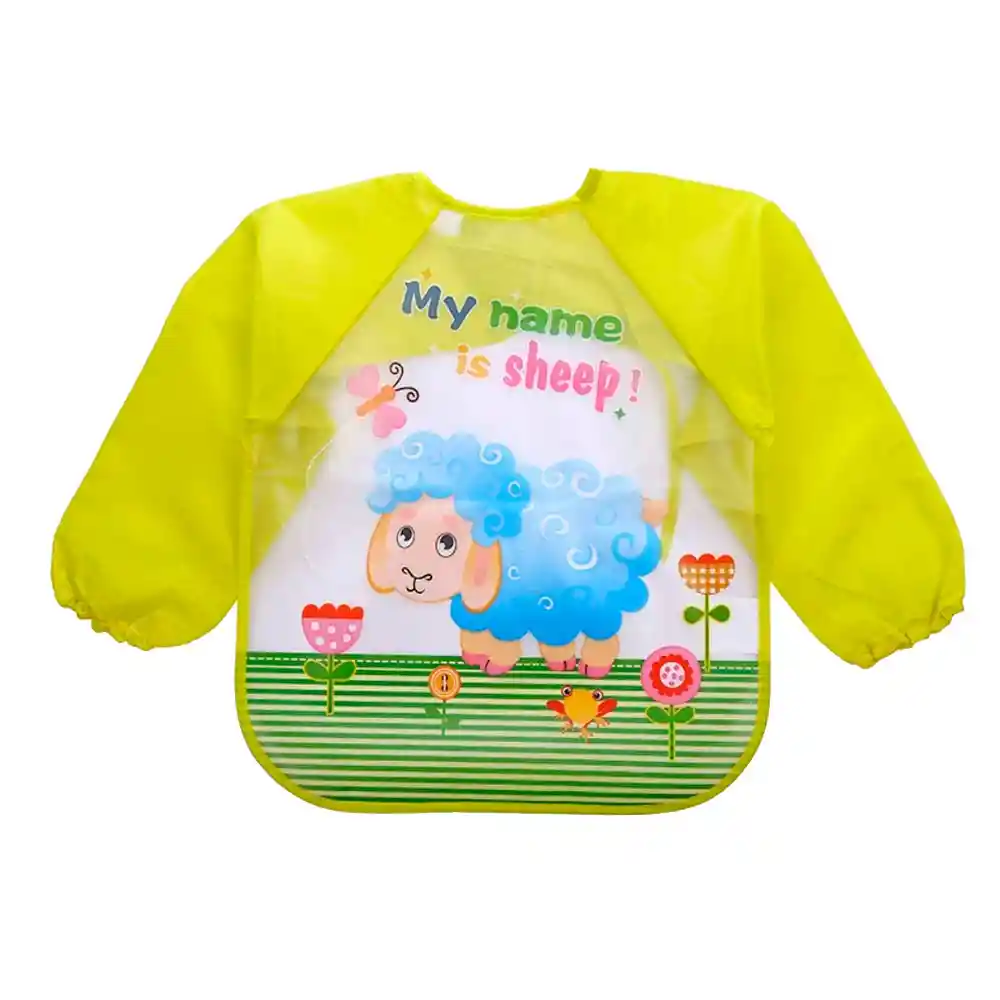 Babero Impermeable Bebe Pechera Niño Ajustable Con Mangas (oveja Amarilla)