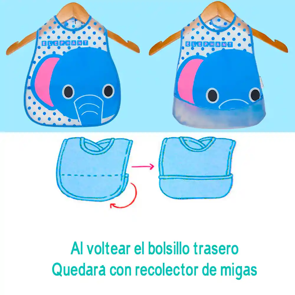 Babero Impermeable Ajustable Eva Con Recolector Migas Bebe (conejita Lentes)