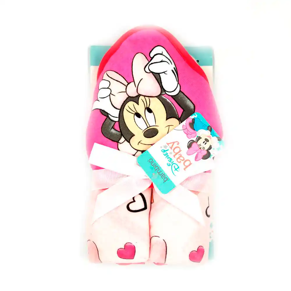 Toalla Capucha De Baño Para Bebé Guagua Disney Bambino (minnie Rosa)