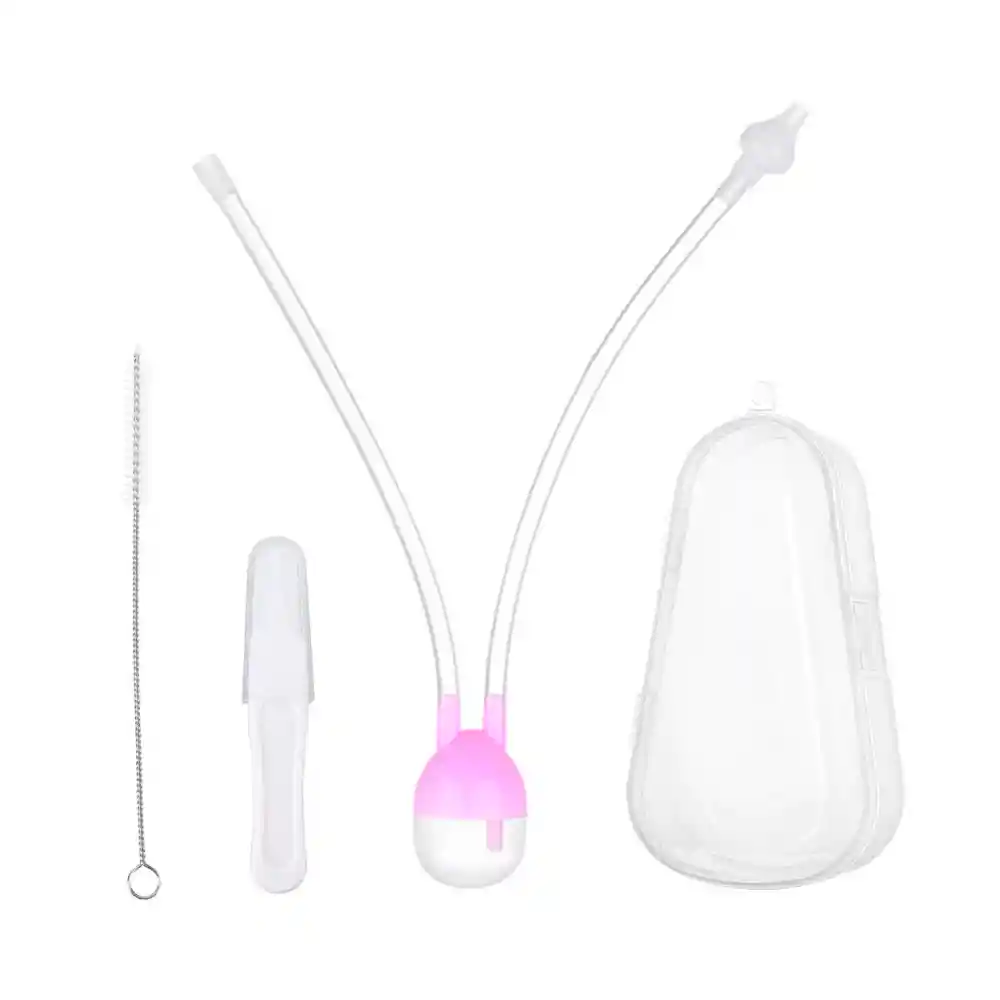 Aspirador Nasal De Silicona Succión Limpiador De Nariz Bebe + Caja (rosa)