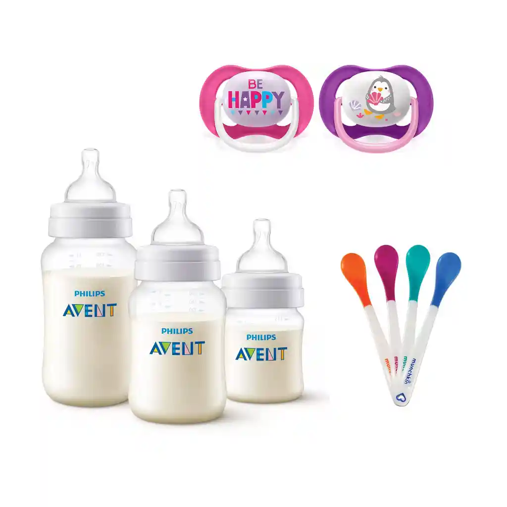 Set Avent 9pzs Mamaderas-cucharas-chupetes Pinguino