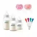 Set Avent 9pzs Mamaderas-cucharas-chupetes Pink