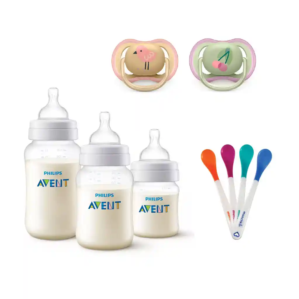 Set Avent 9pzs Mamaderas-cucharas-chupetes Cereza