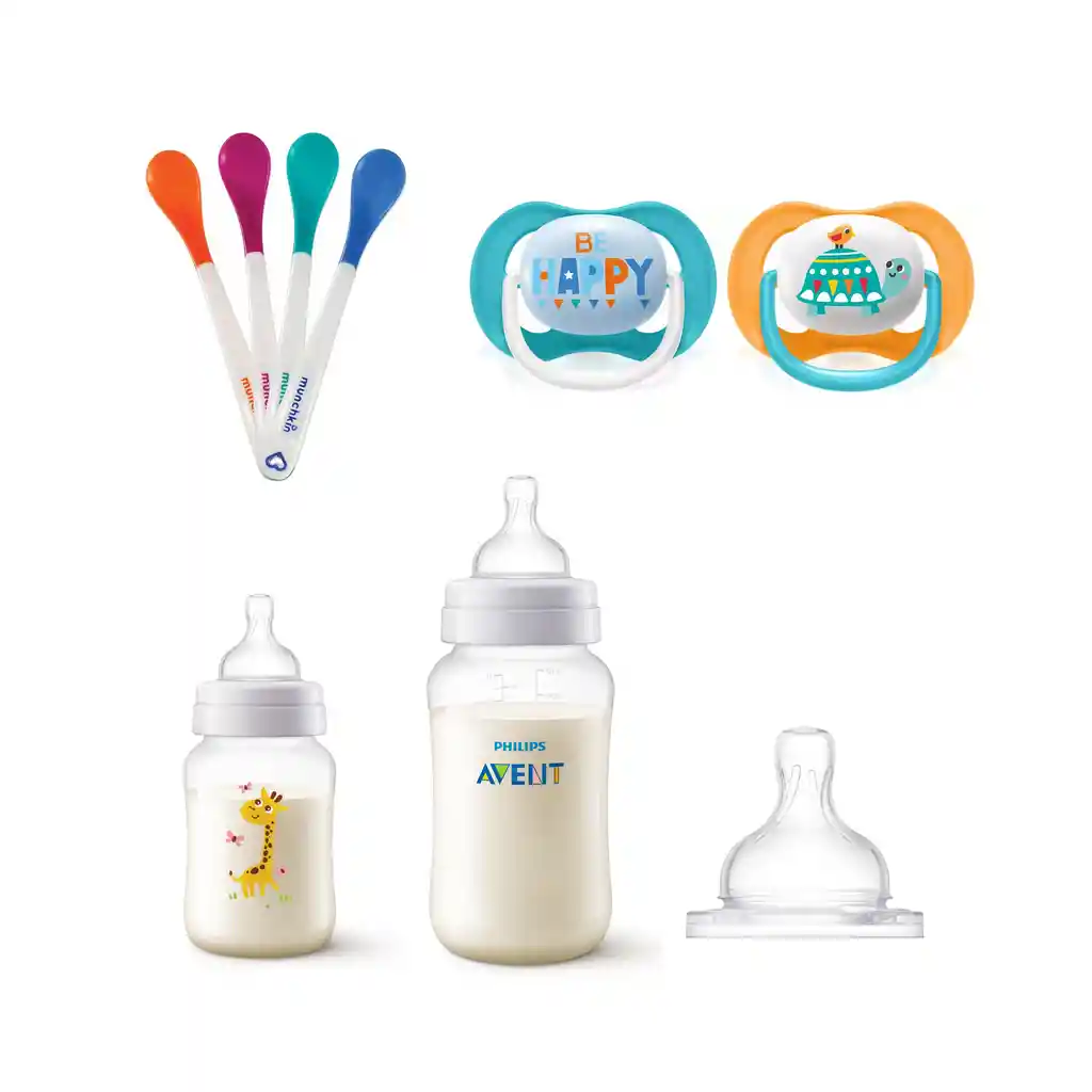 Set Avent Mamaderas Anticolic-chupetes-cucharas Térmicas Tortuga