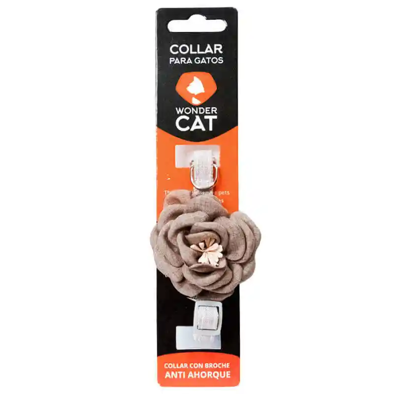 Collar Diseño De Flor Para Gatos Color Café Claro