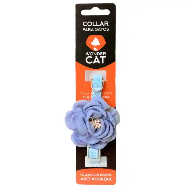 Collar Diseño De Flor Para Gatos Color Celeste