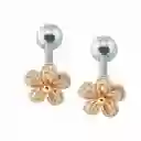 Aros Flor Con Zirconias Niña Adulto Piercing Conch Helix Chapado Oro Rosa 18kl