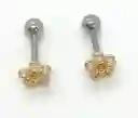 Aros Flor Con Zirconias Niña Adulto Piercing Conch Helix Chapado Oro 18kl