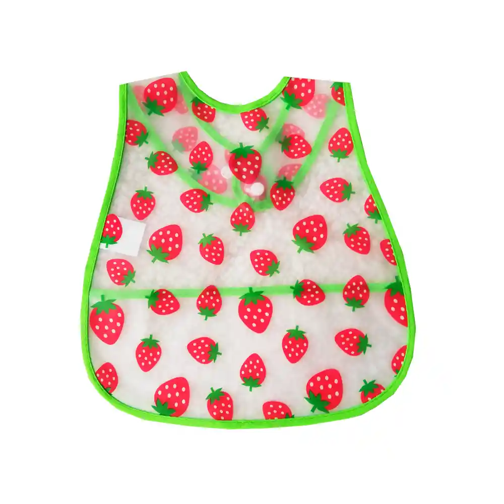 Babero Impermeable Ajustable Con Recolector Migas Bebe (frutilla)