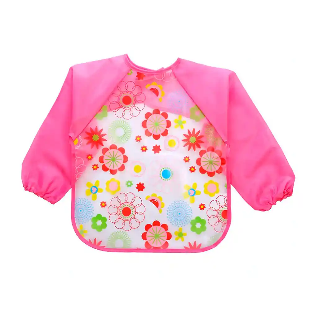 Babero Impermeable Bebe Pechera Niño Ajustable Con Mangas (flores)