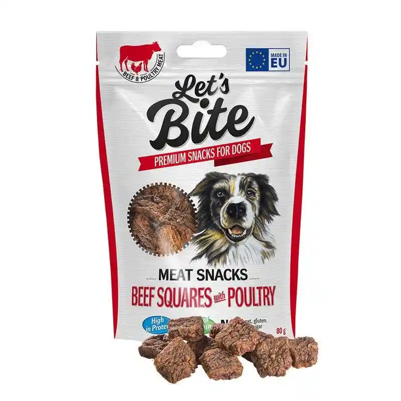  Let's Bite Premium Snack Beef Squares & Poultry Perro 80G 