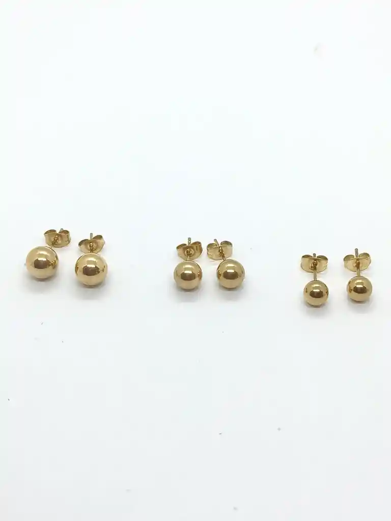 Pendientes Esferas Hipoalergénicos De 4mm Chapados En Oro 14kl