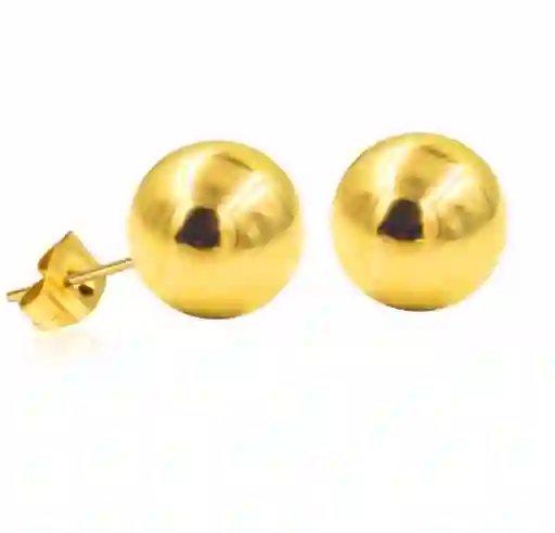 Pendientes Esferas Hipoalergénicos De 6mm Chapados En Oro 14kl