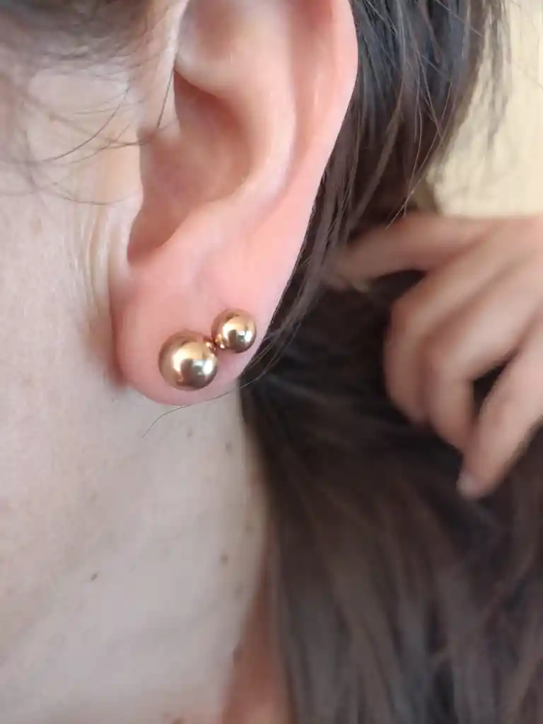 Pendientes 7mm Esferas Bolas Hipoalergenicas Chapadas En Oro Rosa 14kl