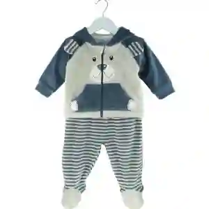 Buzo Plush Gris Con Rayas 0-3m