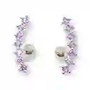 Pendientes Curvos Zirconio Lila Hipoalergénicos Con Tapa De Seguridad Piercing Helix