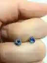 Pendientes Zircón Azul Intenso Puntos De Luz 5mm Plata Fina Ley S925