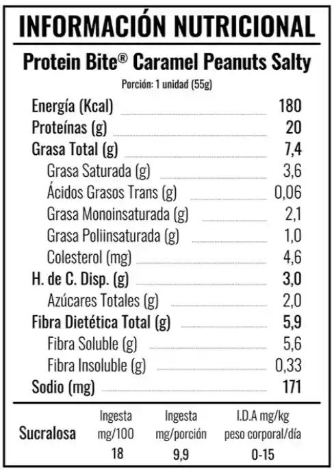 Caja 4 Protein Bite 55g Sabor Caramel Peanuts Salty
